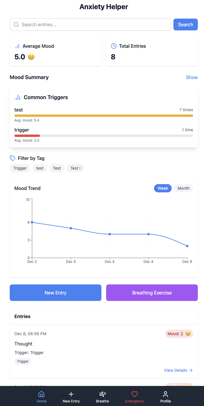 Anxiety Helper Analytics